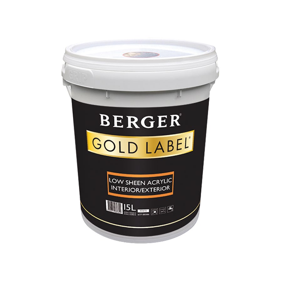 Berger Gold Label Acrylic Interior / Exterior Low Sheen White 10L